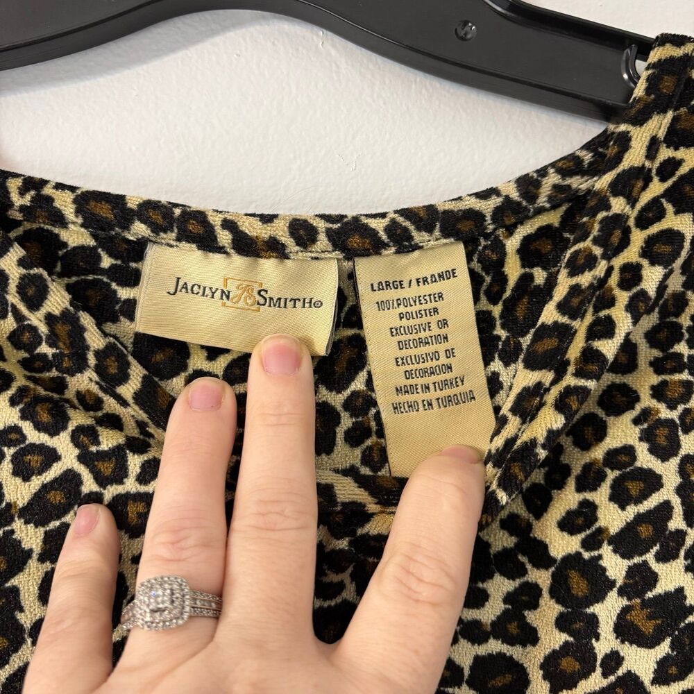 Vintage Jaclyn Smith cheetah animal print velvet velour long sleeve blouse sz L - Picture 3 of 5